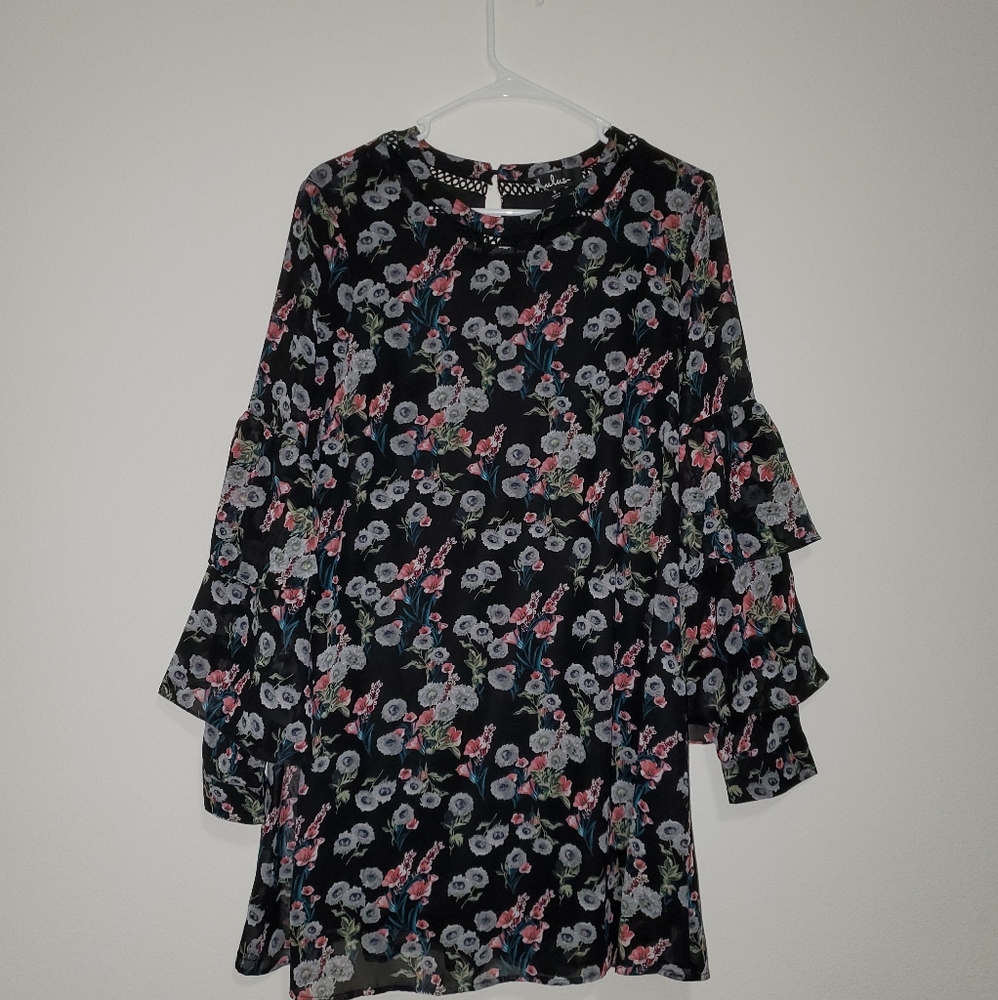 Lulus Short Black Floral Dress S
